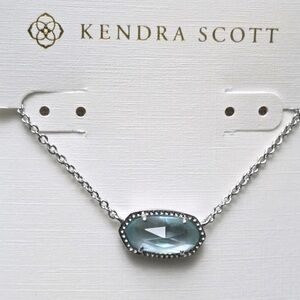 Kendra Scott Silver Necklace with Blue Pendant